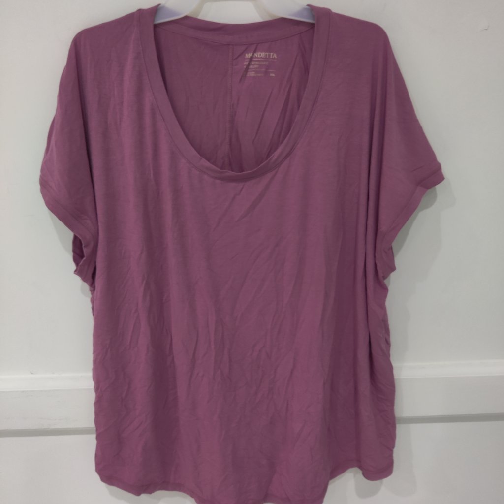 Nwot Mondetta Womens Flutter Sleeve Crew Neck Tee Red Size 2xl 40 3a054